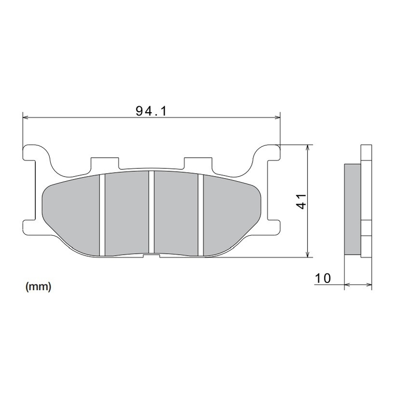Stabdžių kaladėlės NISSIN pusiau metalinis mišinys 94,1x41x10 mm 2 vnt.