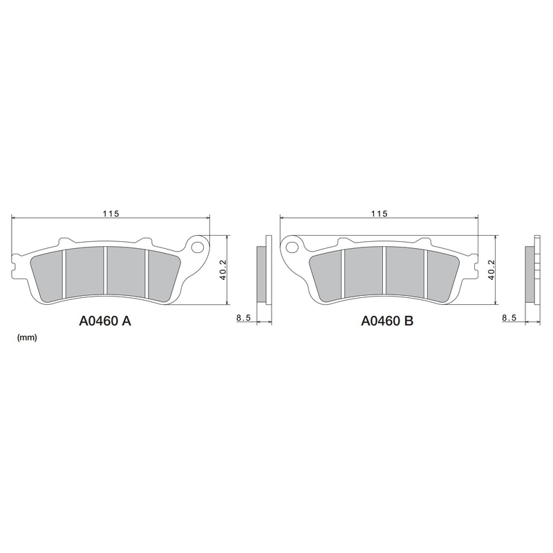 Stabdžių kaladėlės NISSIN pusiau metalinis mišinys 115x40.2x8.5 mm 2 vnt.