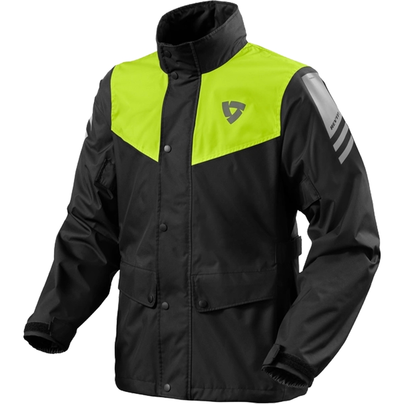 "Revit Nitric 4 H2O" juoda-fluo geltona motociklininko striukė nuo lietaus