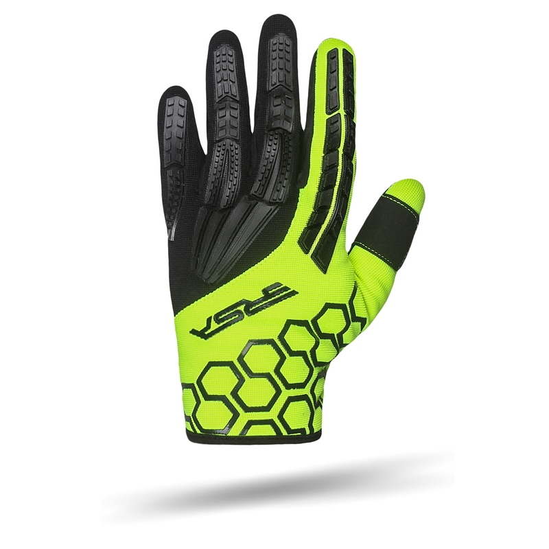 Motociklininko pirštinės RSA MX EVO juoda-fluo geltona