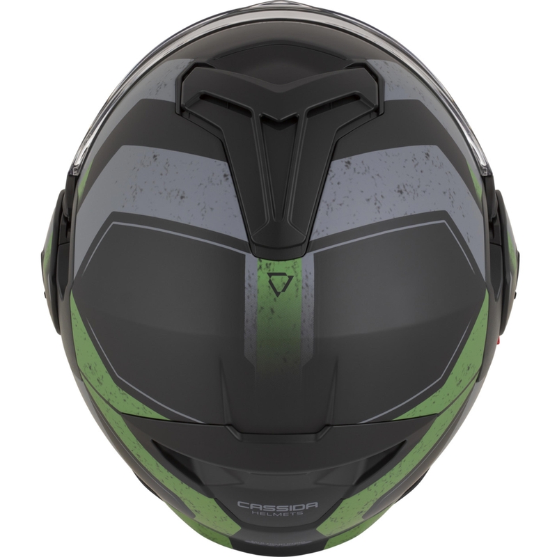 Cassida MultiFlip Korp atlenkiamas motociklo šalmas, matinės juodos-žalios-pilkos spalvos