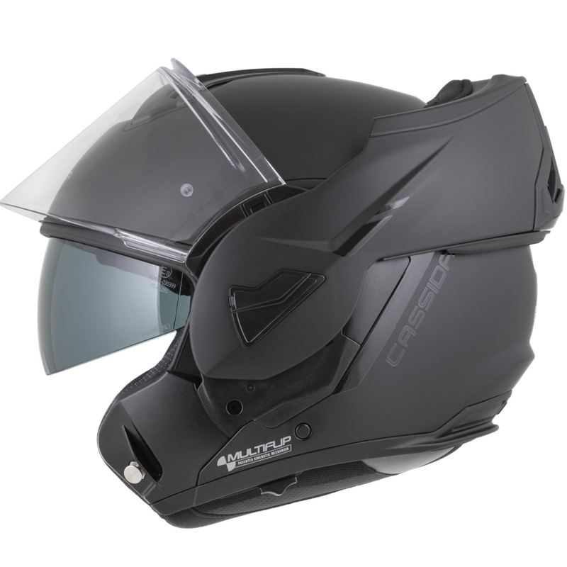 Cassida MultiFlip Solid Blackout atlenkiamas motociklo šalmas, matinės juodos-juodos spalvos