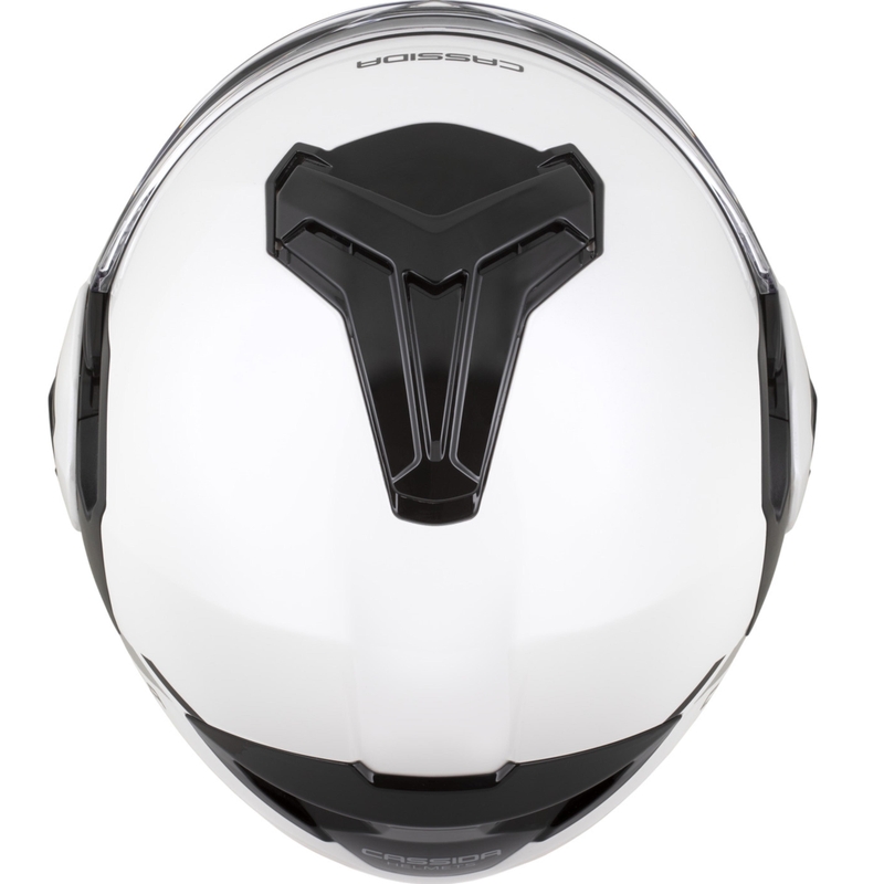 Cassida MultiFlip Solid atlenkiamas motociklo šalmas, perlinės baltos-juodos spalvos