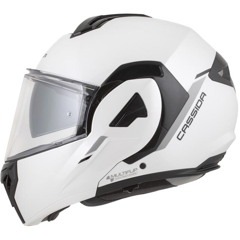 Cassida MultiFlip Solid atlenkiamas motociklo šalmas, perlinės baltos-juodos spalvos