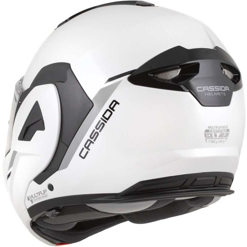 Cassida MultiFlip Solid atlenkiamas motociklo šalmas, perlinės baltos-juodos spalvos