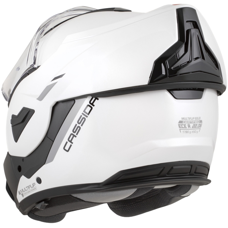 Cassida MultiFlip Solid atlenkiamas motociklo šalmas, perlinės baltos-juodos spalvos