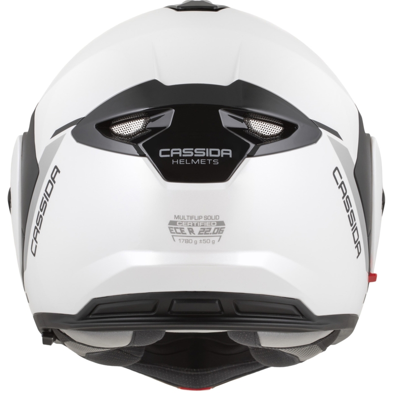 Cassida MultiFlip Solid atlenkiamas motociklo šalmas, perlinės baltos-juodos spalvos