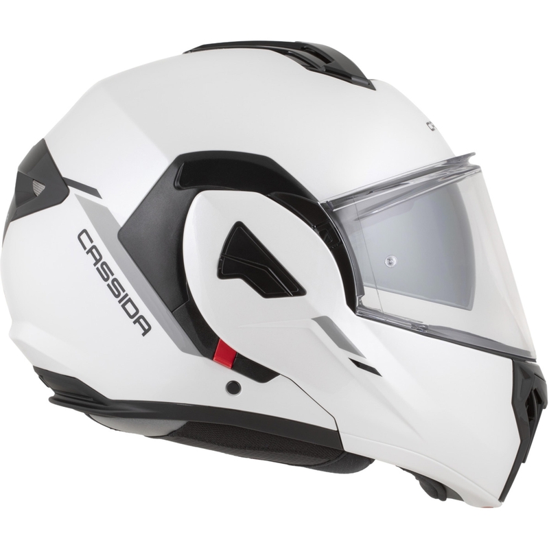 Cassida MultiFlip Solid atlenkiamas motociklo šalmas, perlinės baltos-juodos spalvos