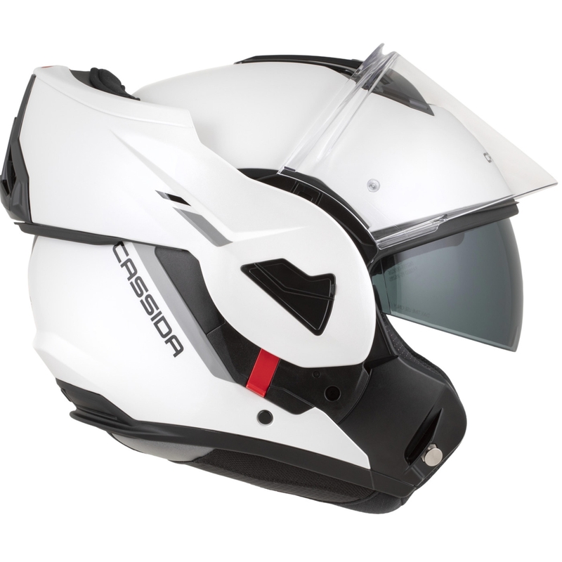 Cassida MultiFlip Solid atlenkiamas motociklo šalmas, perlinės baltos-juodos spalvos