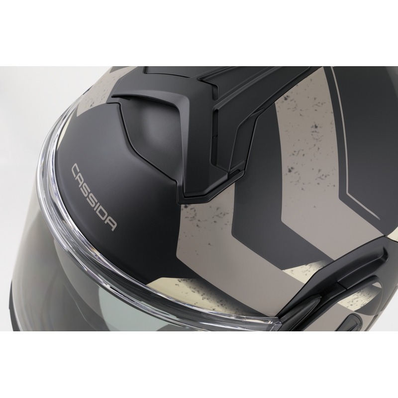 Cassida MultiFlip Korp atlenkiamas motociklo šalmas, matinės juodos-smėlio-chaki spalvos