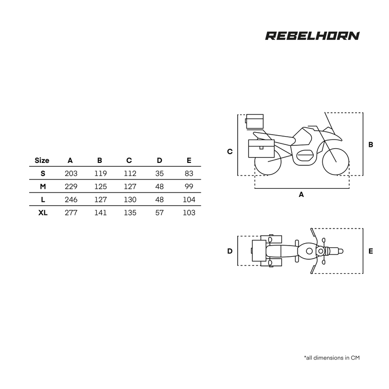 „Rebelhorn Shelter“ motociklo uždangalas su vieta bagažinei, juodos ir sidabrinės spalvos