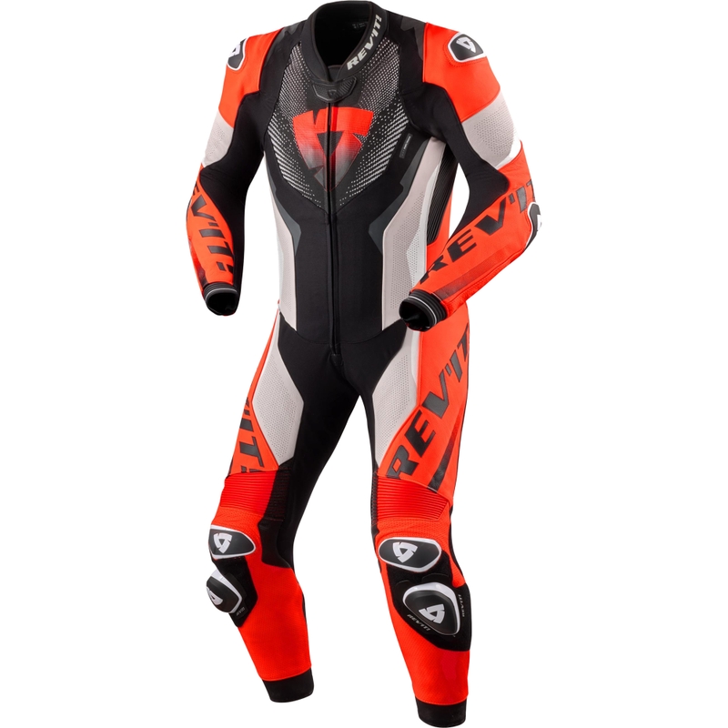 Revit One Piece Hyperspeed 3 motociklo kostiumas šviesiai pilkas-fluorescenciškai raudonas