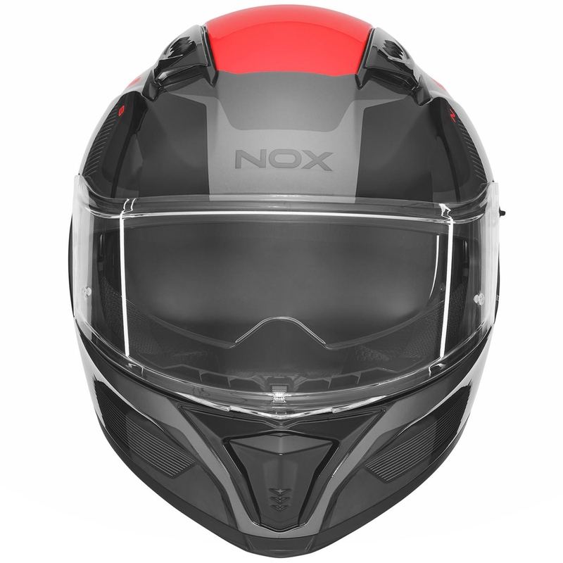 Uždaras motociklo šalmas NOX N402 Mentor juodas-raudonas