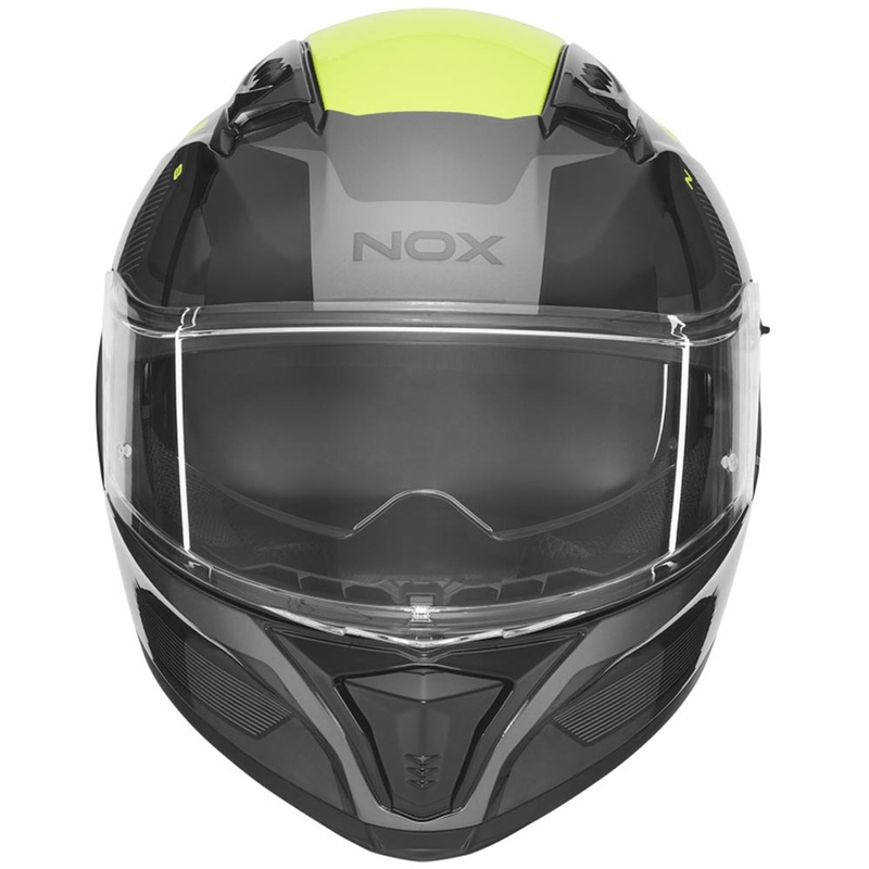 Uždaras motociklo šalmas NOX N402 Mentor juodas-fluorescencinis geltonas
