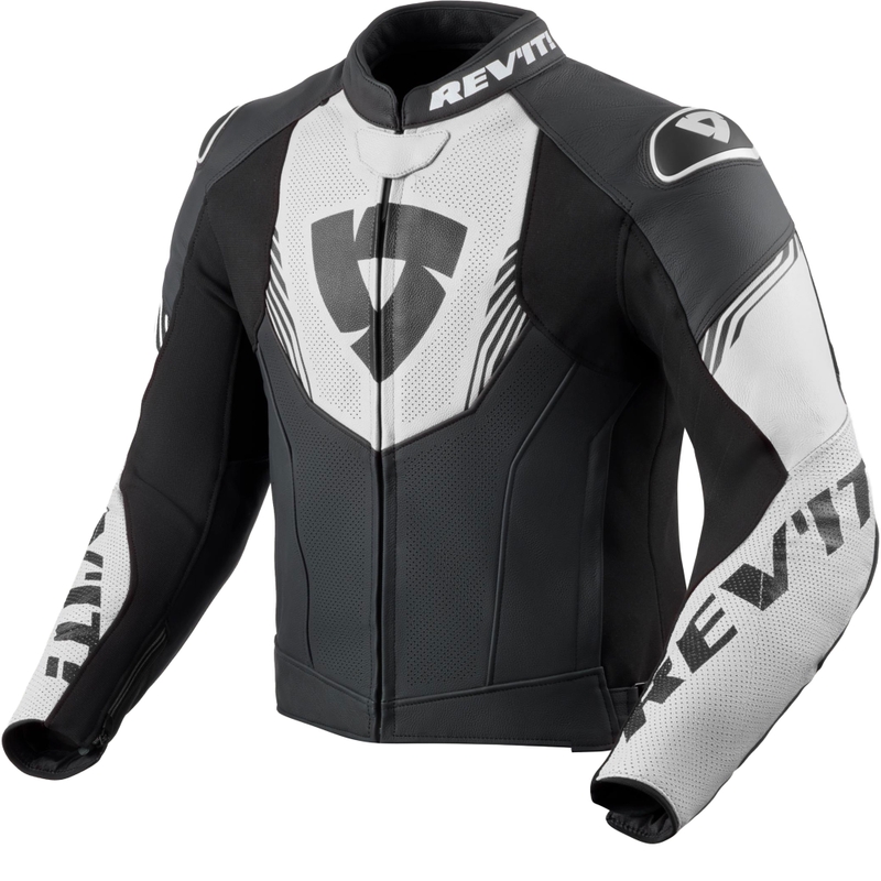 Revit Argon 3 odinė motociklo striukė juoda-balta