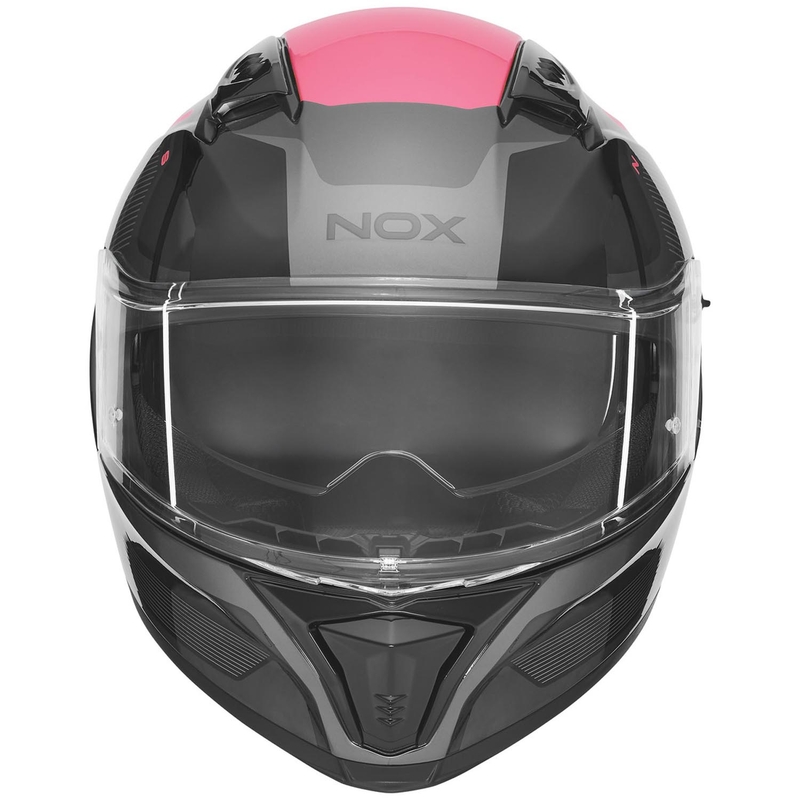 Uždaras motociklo šalmas NOX N402 Mentor juodas-rožinis