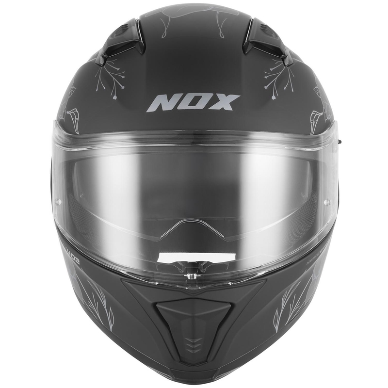Uždaras motociklo šalmas NOX N402 Spring matinės juodos-sidabrinės spalvos