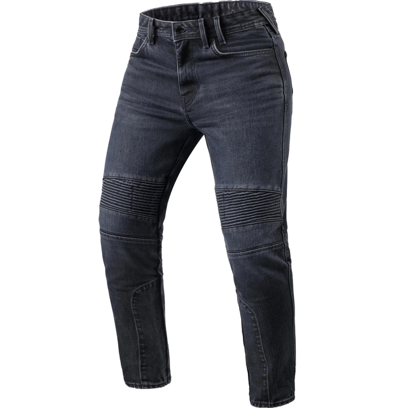 Revit Moto 2 TF motociklo džinsai, skalbti tamsiai mėlynai juodi