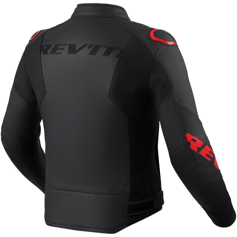 Revit Quadratic motociklo odinė striukė juoda-fluorescencinė raudona