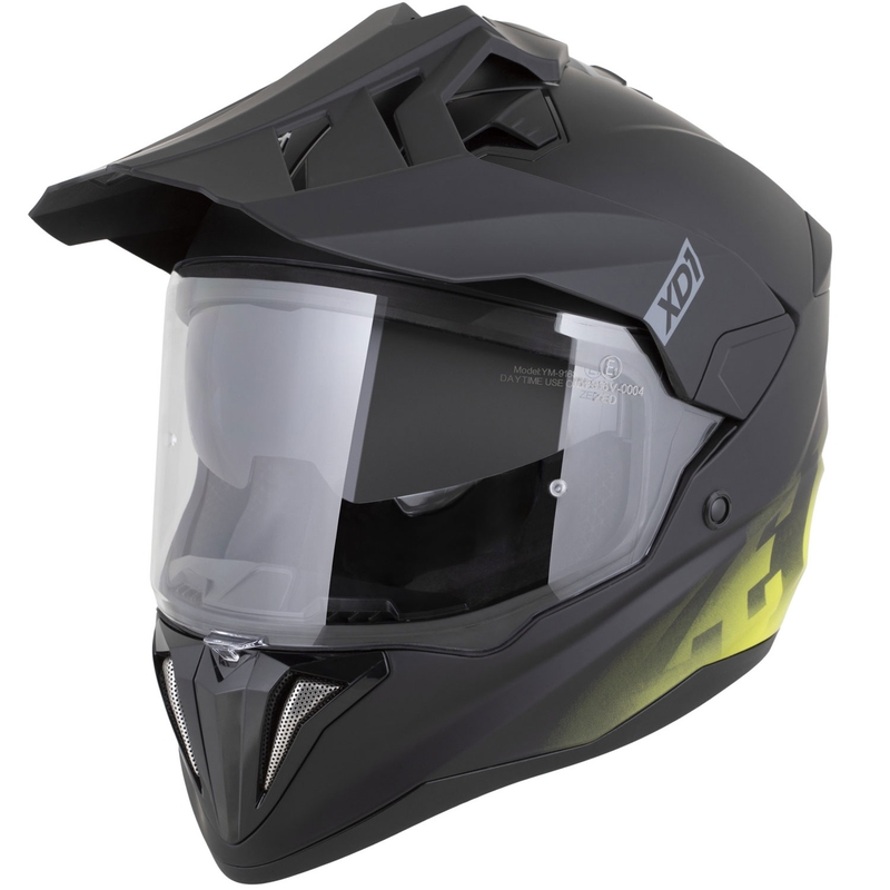 Enduro motociklo šalmas ZED XD1 matinės juodos-fluorescencinės geltonos spalvos