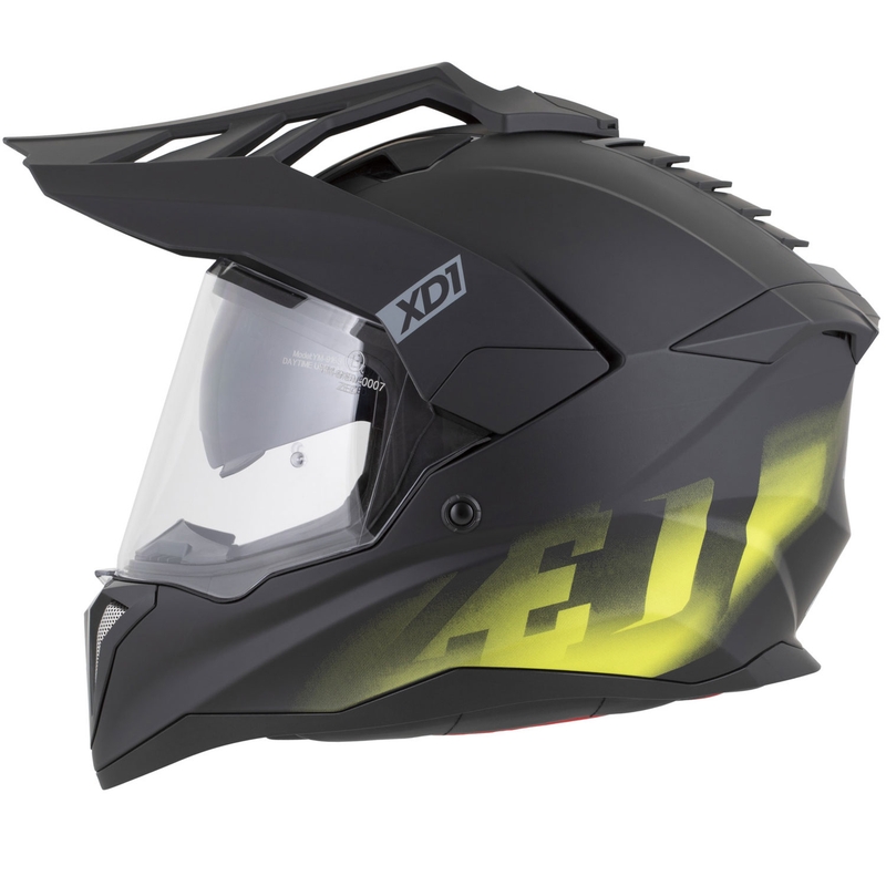 Enduro motociklo šalmas ZED XD1 matinės juodos-fluorescencinės geltonos spalvos