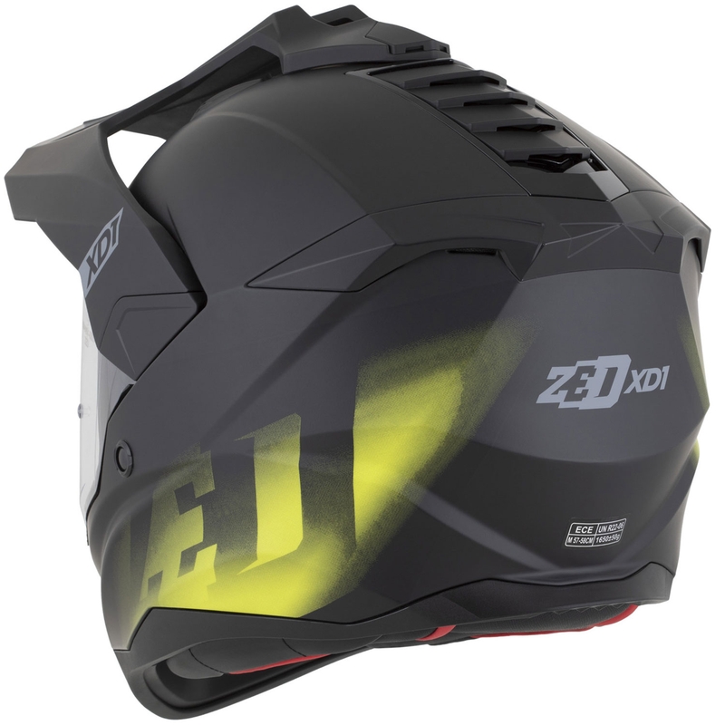 Enduro motociklo šalmas ZED XD1 matinės juodos-fluorescencinės geltonos spalvos