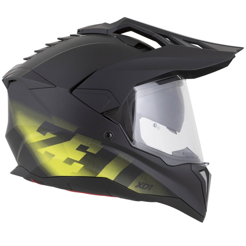 Enduro motociklo šalmas ZED XD1 matinės juodos-fluorescencinės geltonos spalvos