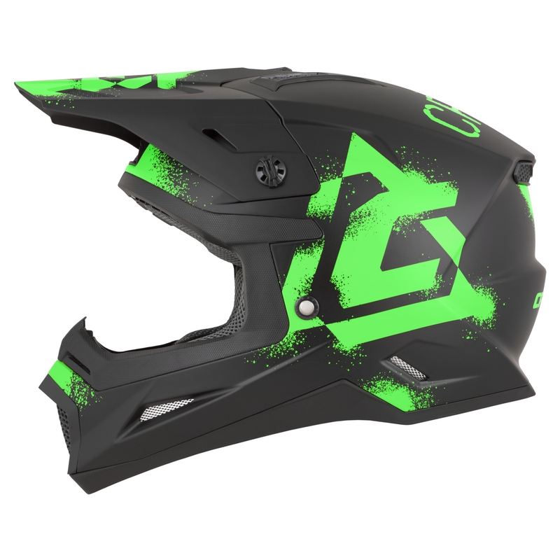 Cassida Cross Cup 2 Crew motokroso šalmas matinės juodos-fluorescencinės žalios spalvos