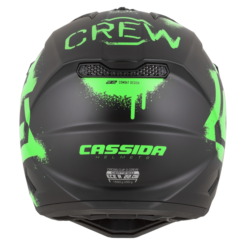 Cassida Cross Cup 2 Crew motokroso šalmas matinės juodos-fluorescencinės žalios spalvos
