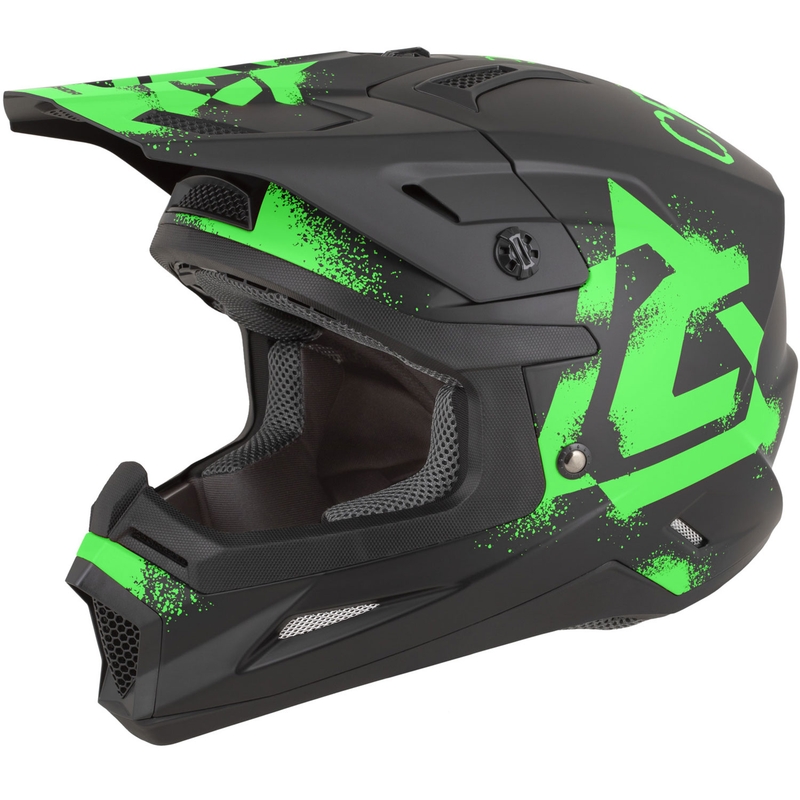 Cassida Cross Cup 2 Crew motokroso šalmas matinės juodos-fluorescencinės žalios spalvos