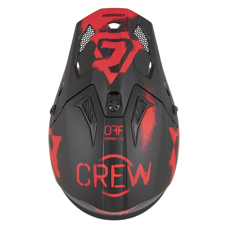 Cassida Cross Cup 2 Crew motociklo motokroso šalmas matinės juodos-raudonos spalvos