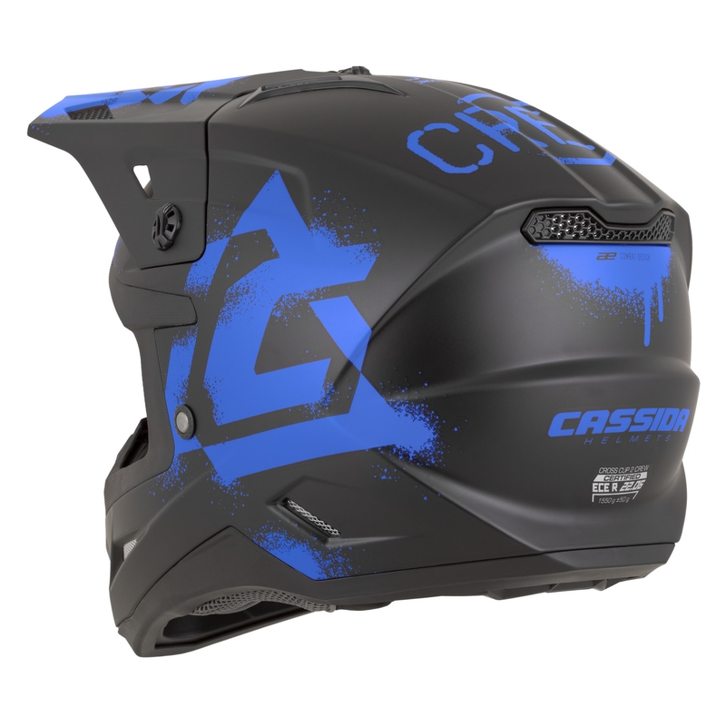 Cassida Cross Cup 2 Crew motociklo motokroso šalmas matinės juodos-mėlynos spalvos