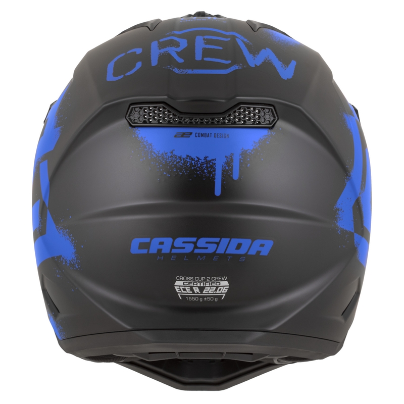Cassida Cross Cup 2 Crew motociklo motokroso šalmas matinės juodos-mėlynos spalvos