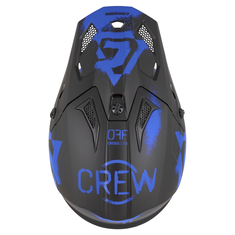 Cassida Cross Cup 2 Crew motociklo motokroso šalmas matinės juodos-mėlynos spalvos