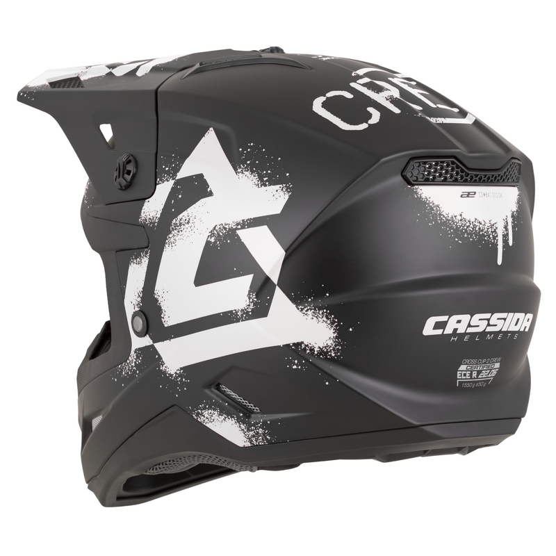 Cassida Cross Cup 2 Crew motociklo motokroso šalmas matinės juodos-baltos spalvos