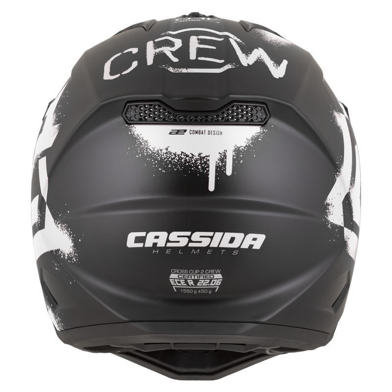 Cassida Cross Cup 2 Crew motociklo motokroso šalmas matinės juodos-baltos spalvos