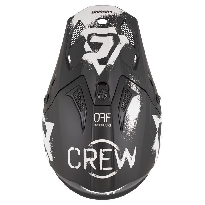 Cassida Cross Cup 2 Crew motociklo motokroso šalmas matinės juodos-baltos spalvos
