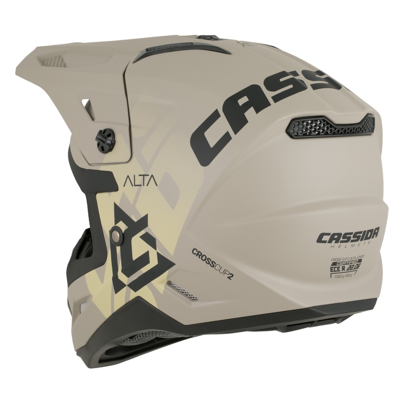 Vaikiškas motokroso šalmas Cassida Cross Cup 2 Alta Junior matinės smėlio-pilkos spalvos