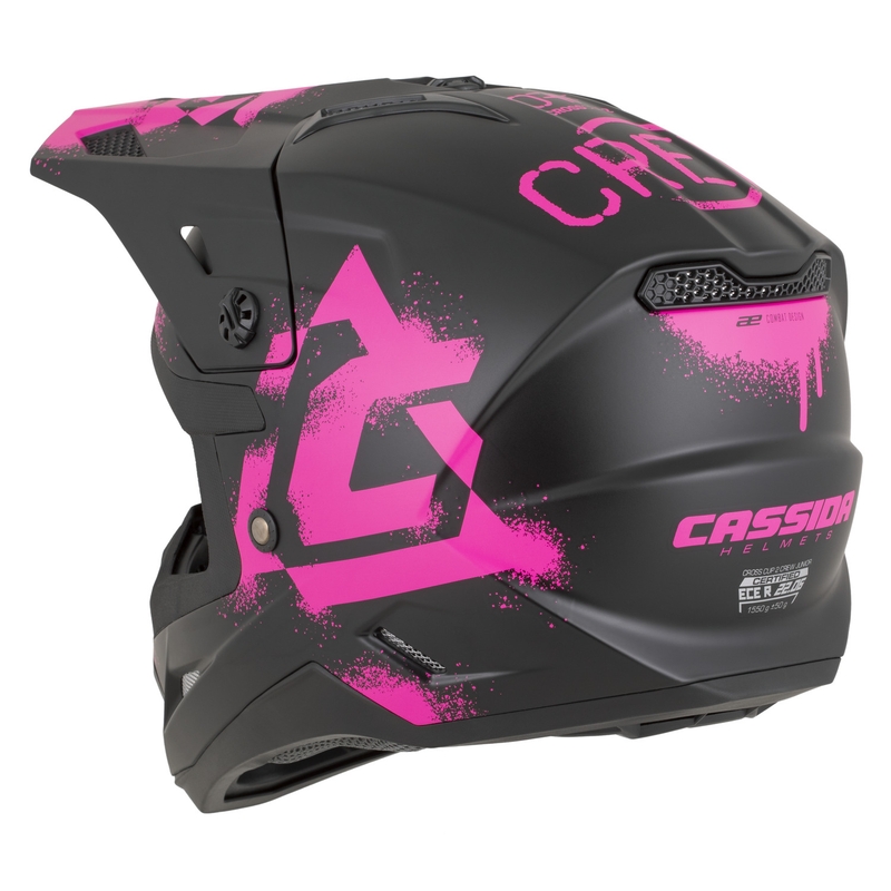 Vaikiškas motokroso šalmas Cassida Cross Cup 2 Crew Junior matinės juodos-fluorescencinės rožinės spalvos
