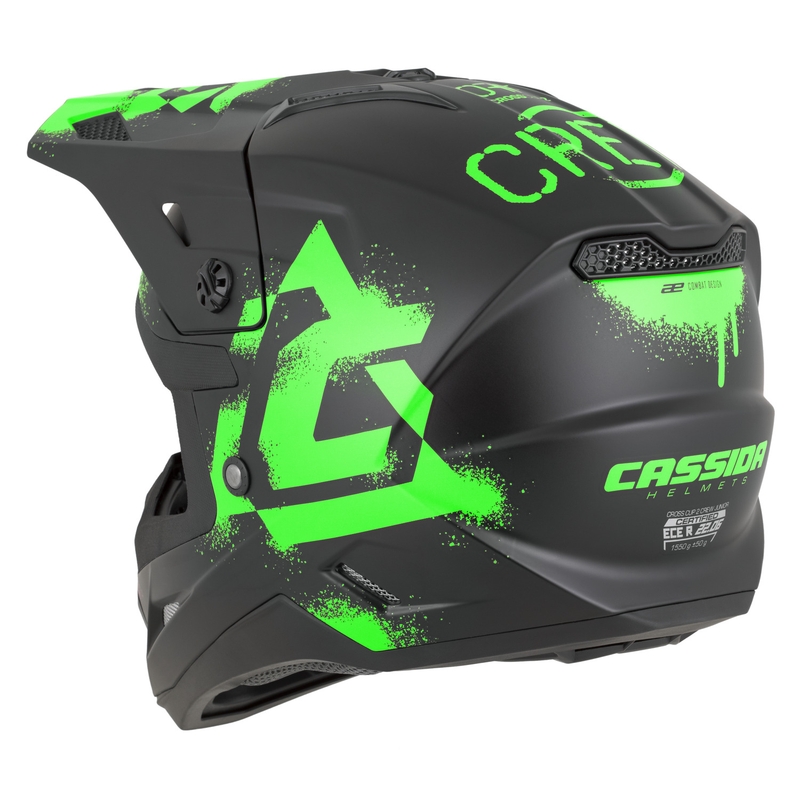 Vaikiškas motokroso šalmas Cassida Cross Cup 2 Crew Junior matinės juodos-žaliaos spalvos