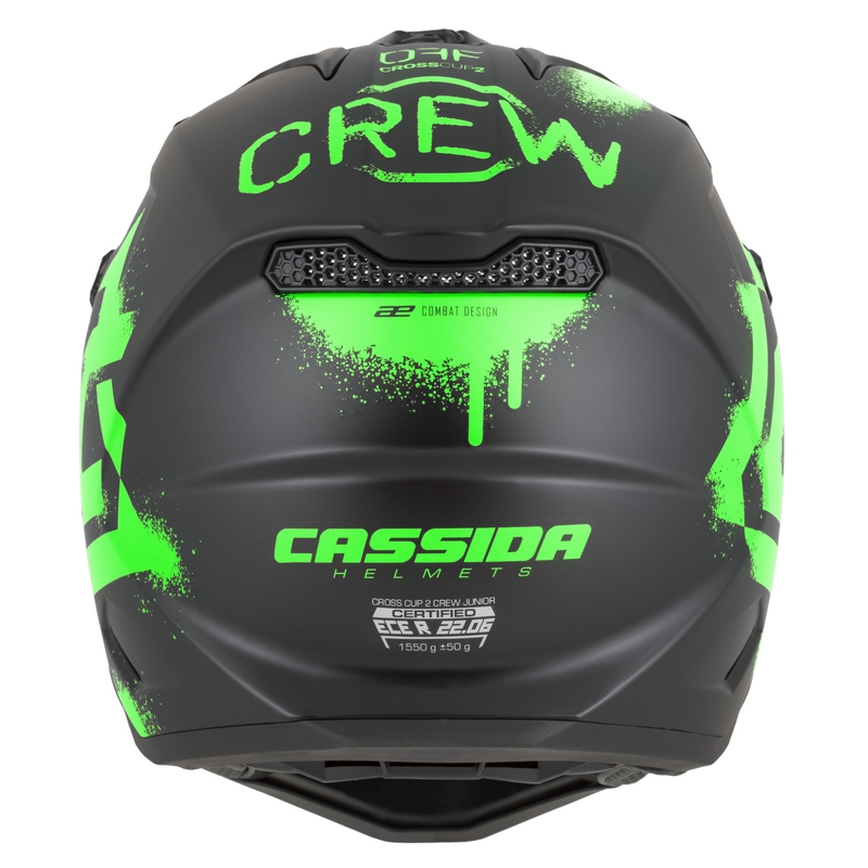 Vaikiškas motokroso šalmas Cassida Cross Cup 2 Crew Junior matinės juodos-žaliaos spalvos