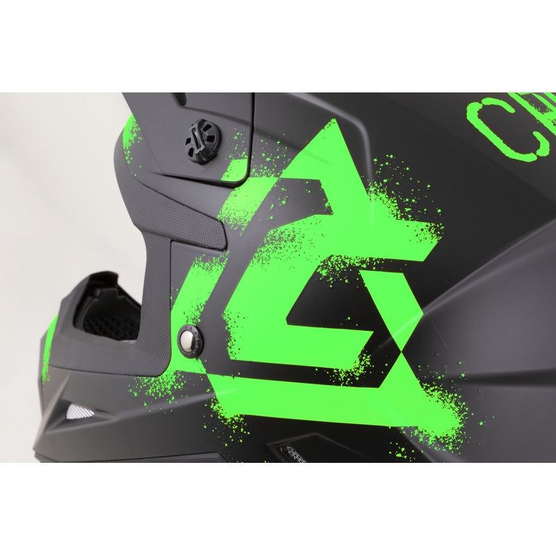 Vaikiškas motokroso šalmas Cassida Cross Cup 2 Crew Junior matinės juodos-žaliaos spalvos