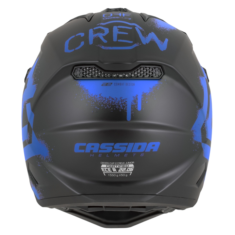 Vaikiškas motokroso šalmas Cassida Cross Cup 2 Crew Junior matinės juodos-mėlynos spalvos