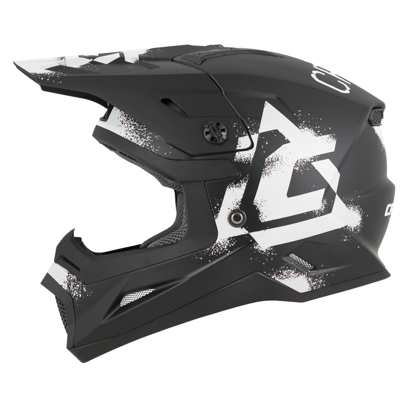 Vaikiškas motokroso šalmas Cassida Cross Cup 2 Crew Junior matinės juodos-baltos spalvos