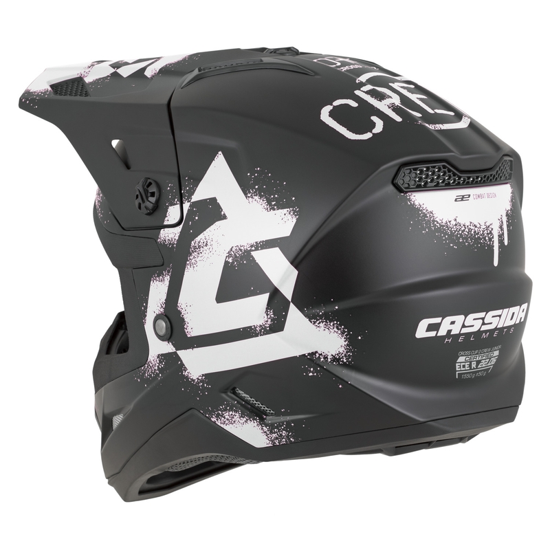 Vaikiškas motokroso šalmas Cassida Cross Cup 2 Crew Junior matinės juodos-baltos spalvos