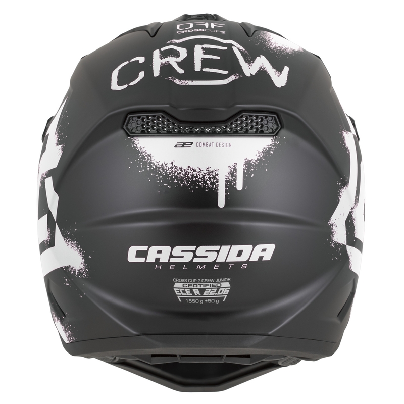 Vaikiškas motokroso šalmas Cassida Cross Cup 2 Crew Junior matinės juodos-baltos spalvos