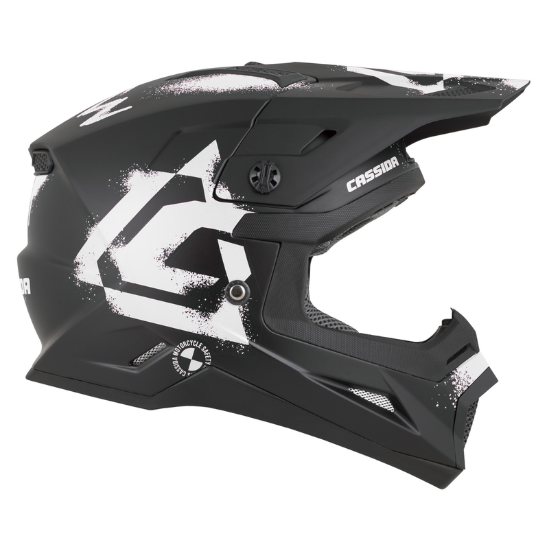 Vaikiškas motokroso šalmas Cassida Cross Cup 2 Crew Junior matinės juodos-baltos spalvos