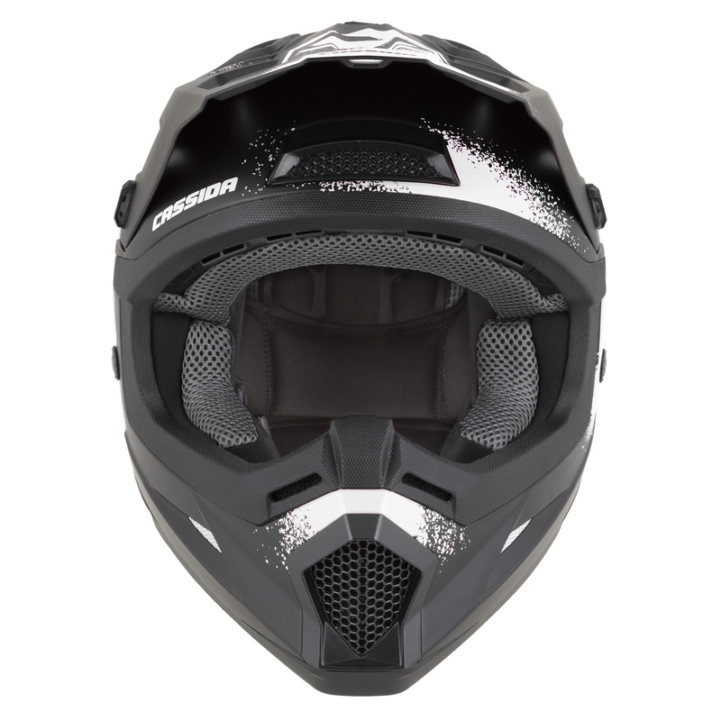 Vaikiškas motokroso šalmas Cassida Cross Cup 2 Crew Junior matinės juodos-baltos spalvos
