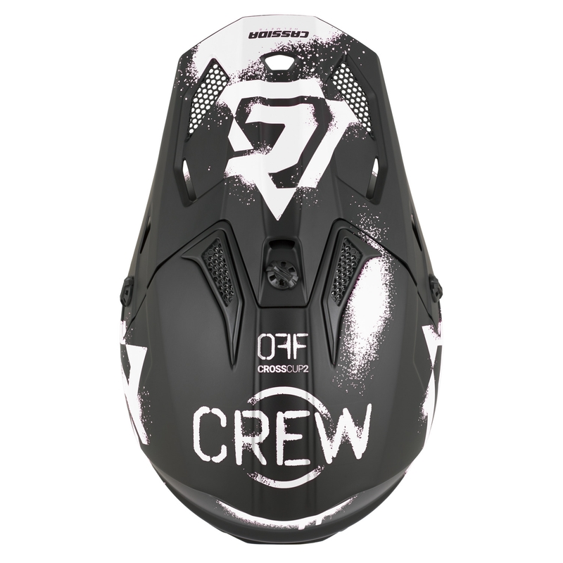 Vaikiškas motokroso šalmas Cassida Cross Cup 2 Crew Junior matinės juodos-baltos spalvos