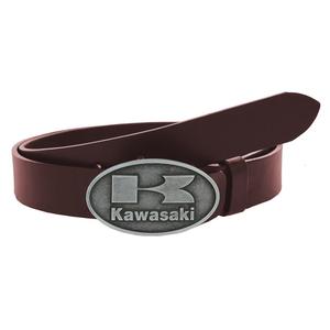 Odinis moto diržas su "Kawasaki" sagtimi rudos spalvos
